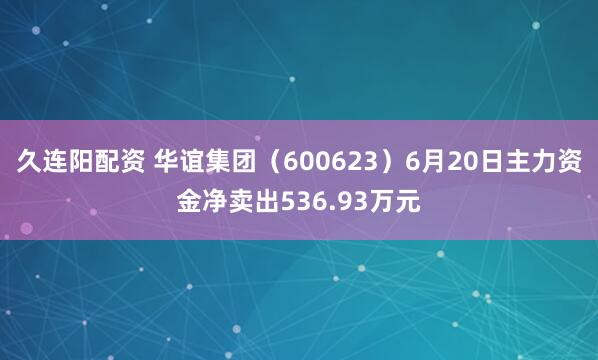 久连阳配资 华谊集团（600623）6月20日主力资金净卖出536.93万元