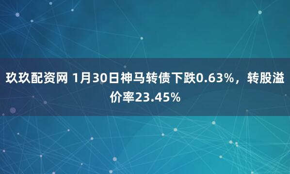 玖玖配资网 1月30日神马转债下跌0.63%，转股溢价率23.45%